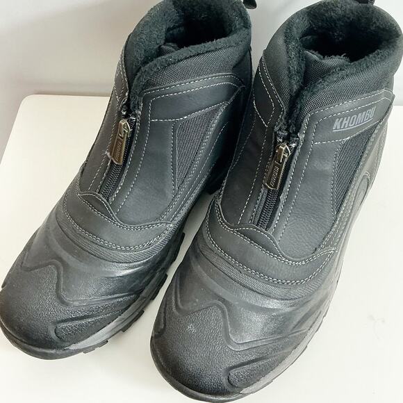 Khombu Mens Mason Winter Boots Lined Front Zip Up Winter Black 9 - Picture 1 of 7